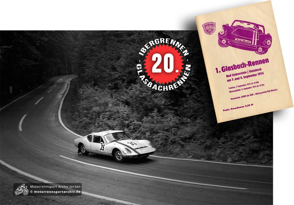Zum 1. Glasbachrennen kamen 6000 Zuschauer. Hans Scharfe gewann auf seinem Melkus RS 1000 die Klasse der Rennsportwagen bis 1150ccm. (Foto: Menger)